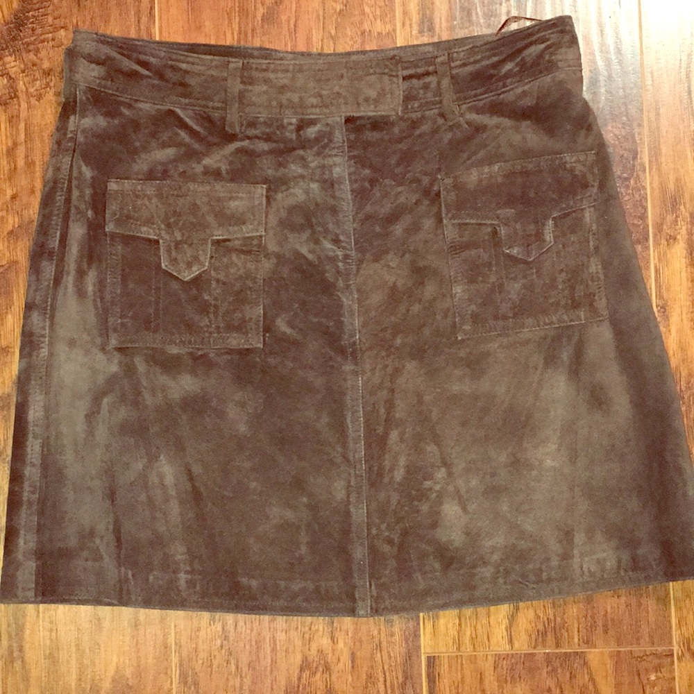 Brown Suede Mini Skirt